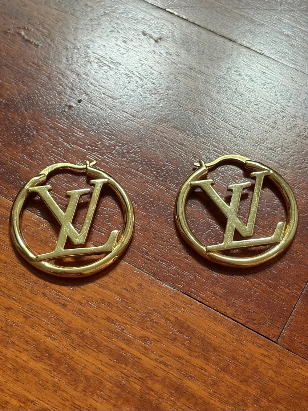 Gold LV Circle Hoop Earrings - Women Jewelry